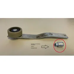 Obere Führungsrolle für Rundum Meir Tor, Ø 50 mm, vorgerichtet für Bügel, mit Schraube Mutter und Distanzbuchse 16 mm