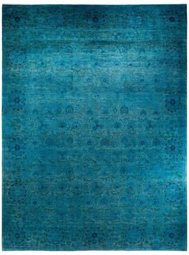 Overton "Vibrance, One-of-a-Kind Hand-Knotted Area Rug - Blue, 12' 1"" x 15' 10"" - 12' 1"" x 15' 10"""
