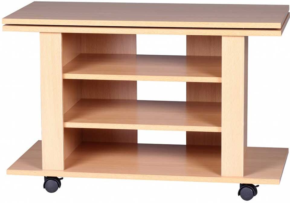 Pharao24.de Fernseher Tisch drehbar und rollbar Buche Holzoptik