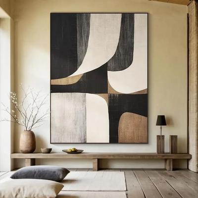 Uplift Treasures Large Beige Abstract Textured Canvas Wall Art 3 11.81 15.75 In