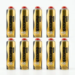 10x Gazcamp Butan/Propan 338g (616ml) Gaskartusche EN417 Schraubgewinde