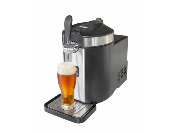 UNOLD Bierzapfanlage FRANZL 48975 – Profi-Kompressorkühlung (2–12 °C), LED-Füllstandsanzeige & CO2-Drucksystem inkl. 3 Kartuschen – Für alle 5-Liter-Bierfässer – Edelstahl/Schwarz