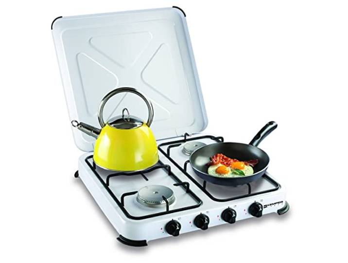 KEMPER - Tragbarer Gasherd mit 4 Brennern - 4650W - lackiert weiß