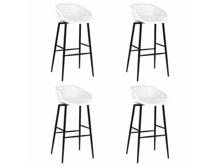 TEKGHUT Barhocker 4 STK. Weiß Ergonomischer Sitz, Netzoptik, PP-Material, Metallbeine, 110 kg Belastbarkeit