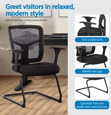 Office Star Products OSP ProGrid Vistor's Chair with Lumbar Support and Mesh Back