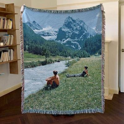 Shop Station Nordic Scenic Throw Blanket Woven Tapestry Sofa Cover & Decorative Bedspread mountain Stream 51.18 62.99 In