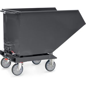 Fetra Kippbehälter Muldenkipper 4703A, für Stapler, für Späne, 0,6 m³, anthrazit, 750 kg, mit Rollen