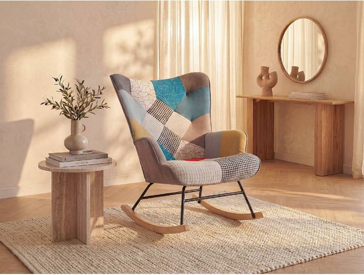 Schaukelsessel - melierter Stoff - Patchwork - mehrfarbig - ELMINA II