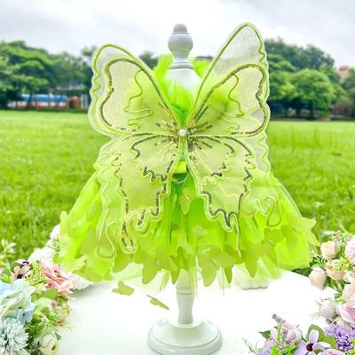 Uplifted Finds Spring Stripe & Lace Princess Pet Dress green l