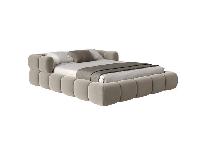 Upholstered bed 120x200 cm Stormi mit rollbarem Lattenrost,
