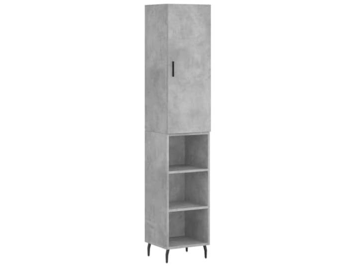 GHVBNMF Highboard 2-teilig Betongrau 34,5x34x180 cm Holzwerkstoff Metall Schlanker Mehrzweckschrank mit Tür für Wohnzimmer und Flur, bietet viel Stauraum auf kleinster Stellfläche.