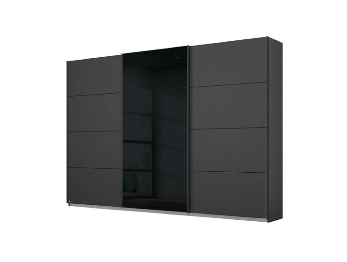 Schwebetürenschrank grau Glasfront - 271 cm- rauch - KULMBACH