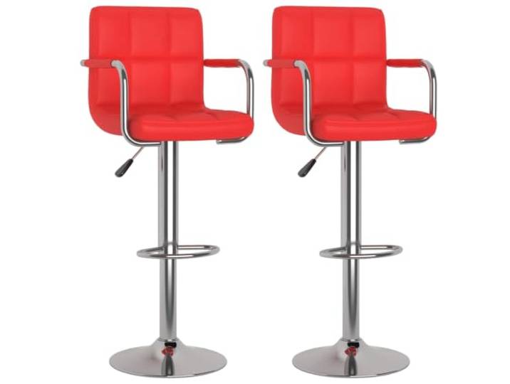 Kaorsrow Barhocker 2er Set Drehbar mit Armlehne Höhenverstellbar Rot Ergonomische Bistrostühle mit Fußstütze und Kunstlederbezug für Küche, Essbereich, Küchentresen oder Kellerbar.
