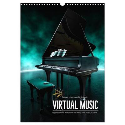 VIRTUAL MUSIC - Musikinstrumente in Hyperrealistischen Illustrationen (Wandkalender 2026 DIN A3 hoch), CALVENDO Monatskalender