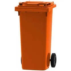 PROREGAL Premium 2-Rad-Mülltonne MGB | 120 Liter, HxBxT 97,4x47,9x55,5cm | HDPE-Kunststoff | Orange