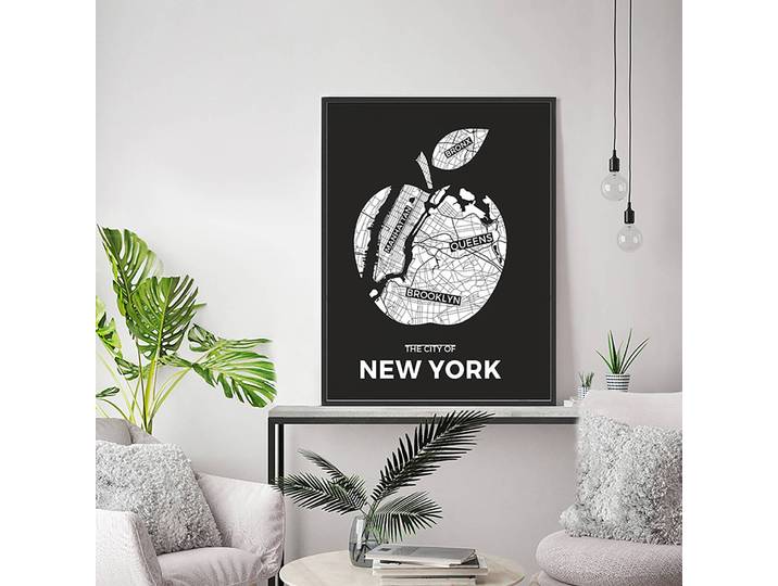Bild Big Apple Rahmen: Massivholz Buche, lackiert Abdeckung: Plexiglas Multicolor 62 x 82cm