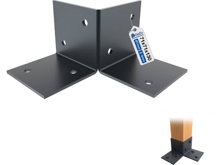 GeZu Impex Pergola Vloerbeugel 71 x 71 mm Vloer Gecoat Anthraciet Poeder Houten Pergola Kit Vloerplaten