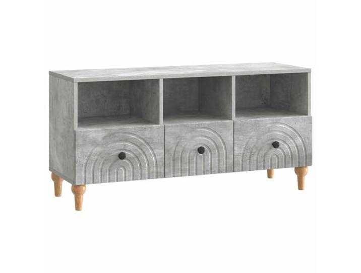 LMTYOENFG TV-Schrank Lowboard mit 3 Schubladen Betongrau Holzwerkstoff Kompakte Fernsehbank für Wohnzimmer und Schlafzimmer mit geräumigen Ablagen für Multimediageräte und Zubehör.