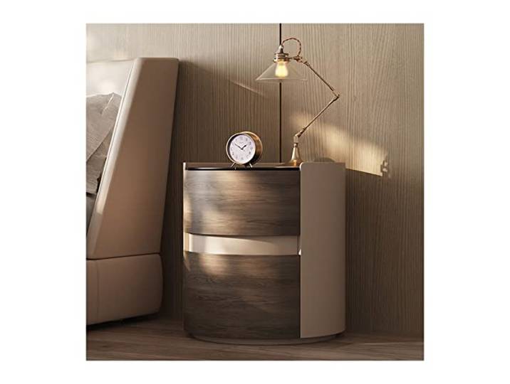 YANG11FAN Vielseitig Runder Nachttisch mit Stauraum und 2 Schubladen Wohnzimmer Schlafzimmer(L50xD50xH50cm)