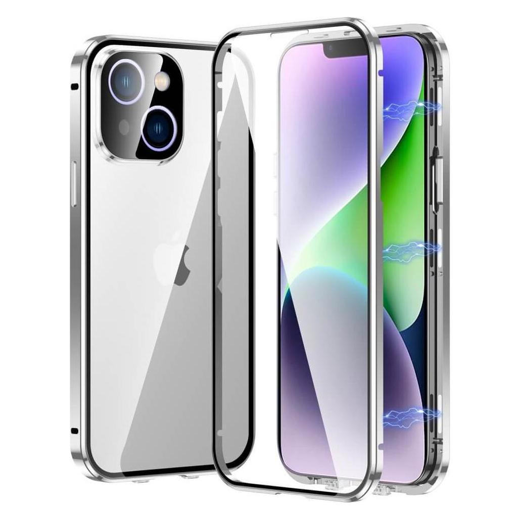 Cover-Discount iPhone 14 Plus - Magnetische Schutzhülle mit Glas silber (Apple iPhone 14 Plus) (101135629D)