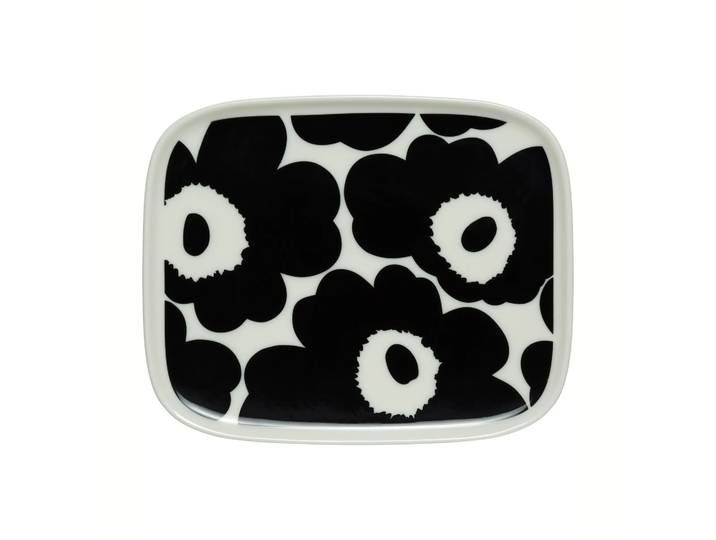 Marimekko Assiette Unikko 12x15 cm Noir-blanc