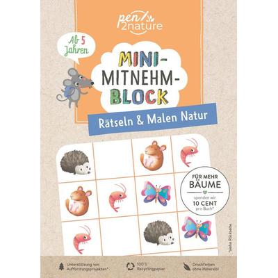 Mini-Mitnehm-Block Rätseln & Malen Natur, Taschenbuch von Pen2nature, Pen2nature, 978-3-9876407-7-3