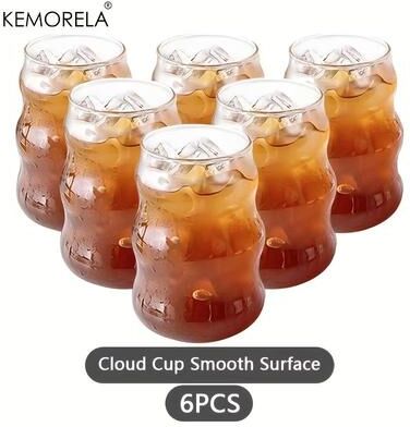 Inspired Finds Heat Resistant Glass Tumbler Set Transparent Striped Drinkware For Tea, Coffee, Juice & Beer 6pcs b