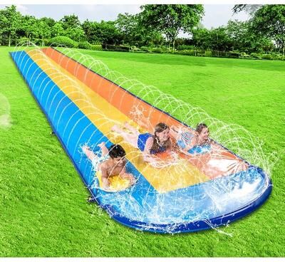 Joyfy 22.5ft Triple Water Slide with 3 Body Boards