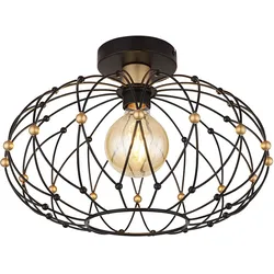 LED Deckenlampe Deckenleuchte Wohnzimmerlampe Gitteroptik Schwarz Metall D 40 cm