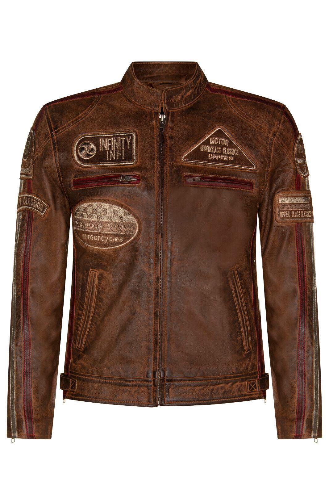 Herren Racing Leder Bikerjacke-Portland
