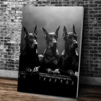 Inspire Curations Black Doberman & Woman Canvas Wall Art Modern Doberman Dog Painting Poster black3 50x70cmframeless