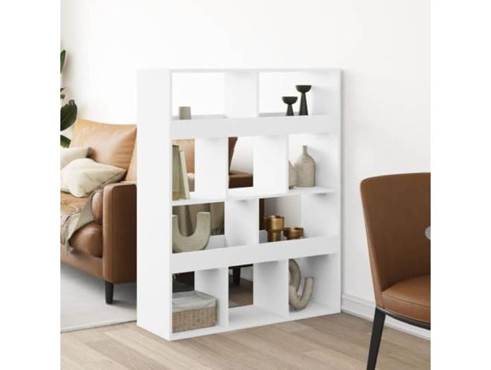 LPERTGFHU Raumteiler 100x33x125,5 cm Regal, Holzwerkstoff Trennwand Weiß 10 Fächer, Stabile Konstruktion, Vielseitiger Stauraum