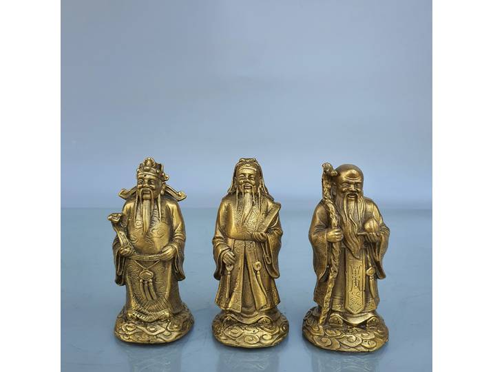 Statues Fu Lu Shou en cuivre pur, Feng Shui, trois Figurines immortelles pour la décoration de la maison, salon, entrée, ornements de bénédiction