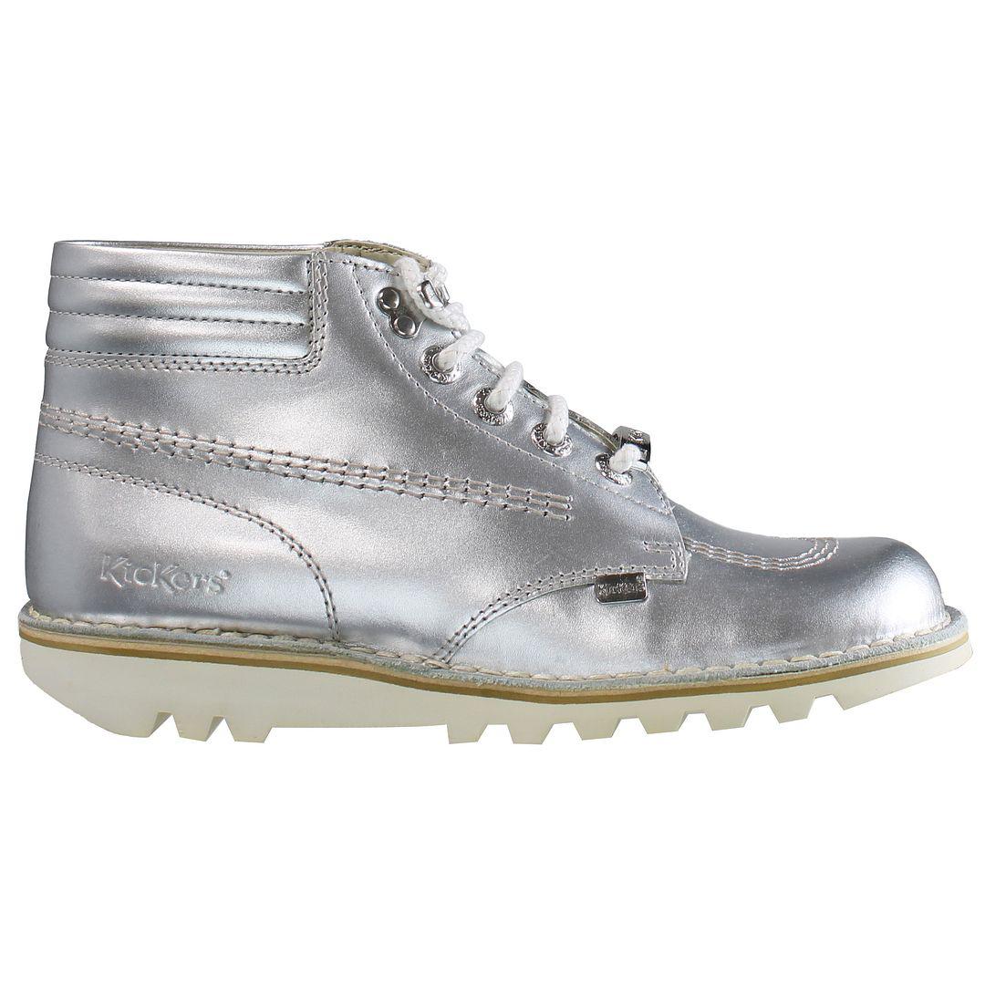 Kickers Throwback Enkellaarsjes Dames Zilver