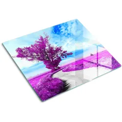 GLASPLATTE 60x52 cm Baum und Weg