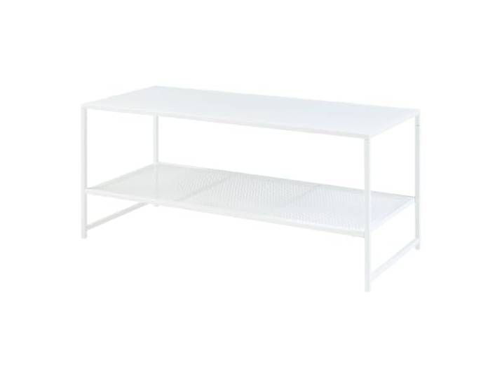 Helloshop26 Couchtisch, Beistelltisch, Wohnzimmer, mit Ablage aus G-E, Stahl, 102 x 43 x 46 cm, Mattweiß, 03_0010782