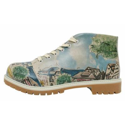 Stiefel DOGO "Shortcut Boots Travel Fills The Soul Damen Stiefeletten", Damen, Gr. 41, Normalschaft, bunt (natur), Lederimitat, Schuhe Stiefel, Handgefertigt