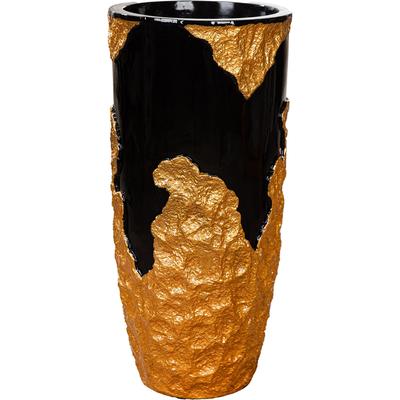 Übertopf GILDE "Übertopf XXL rund Famosa", gold (goldfarben, schwarz), B:33cm, Fiberglas, Pflanzgefäße, nicht wasserdicht