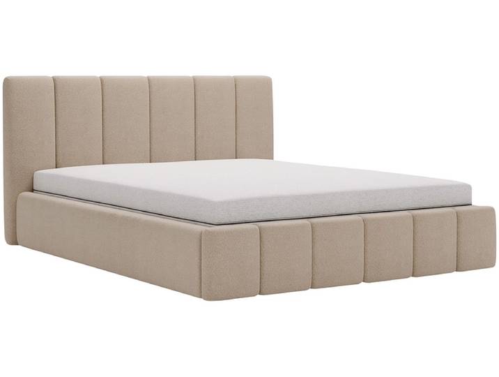 Bett CHIARA 160x200cm boucle-stoff cappuccino