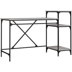 vidaXL Schreibtisch mit Regal Grau Sonoma 135x50x90 cm Holzwerkstoff
