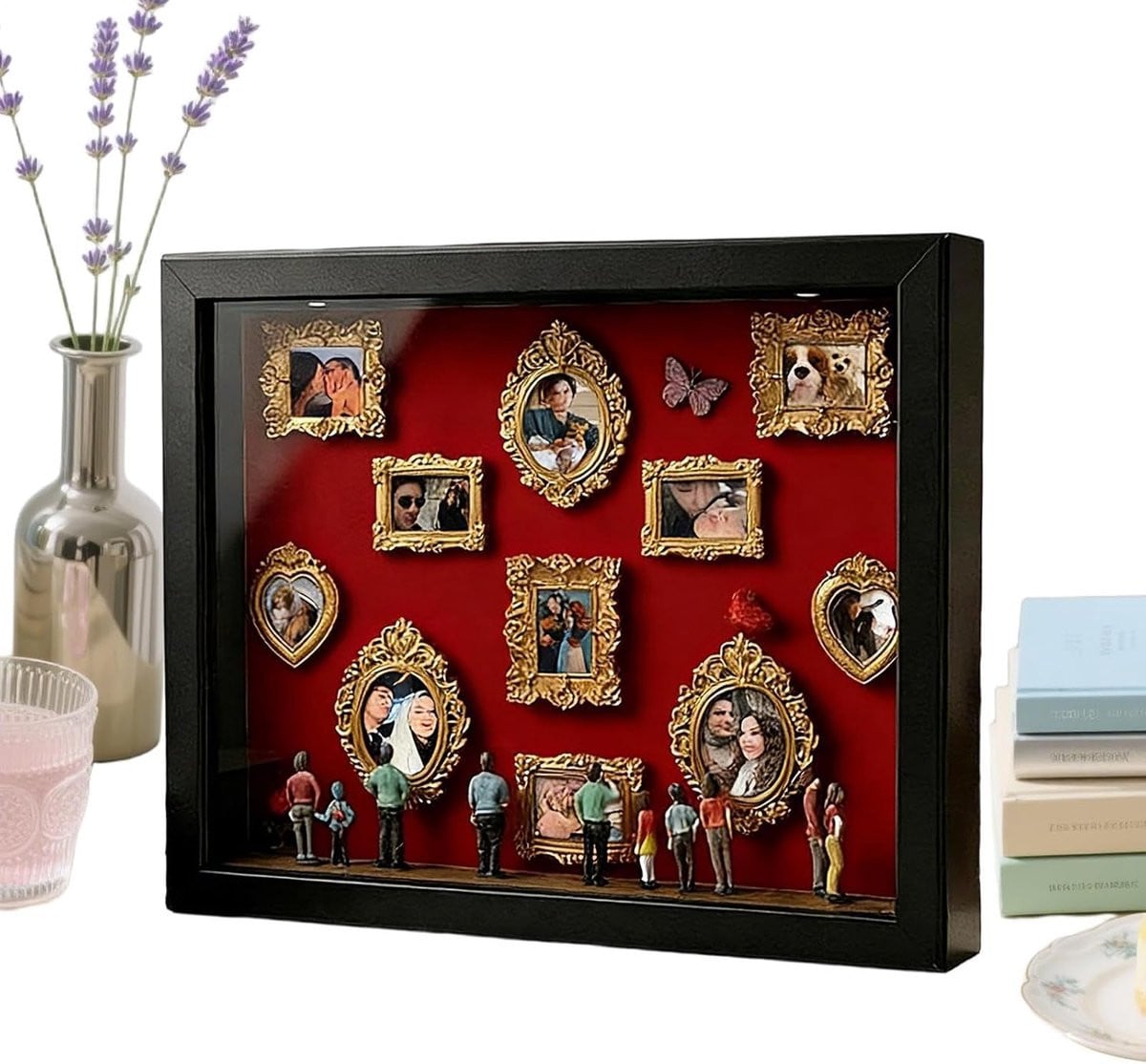 Mini Museum Fotolijst - Geheugen Fotocassette Miniatuur Lijst met LED Verlichting - 11 Delen - Zwart