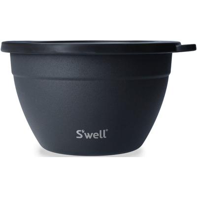 Salatschüssel S'WELL "S'well Onyx Salad Bowl Kit, 1.9L", schwarz, B:21cm H:12cm T:19cm, Edelstahl, Schüsseln, Salatschüssel, Therma-S'well-Technologie, vakuumisolierten Außenschale