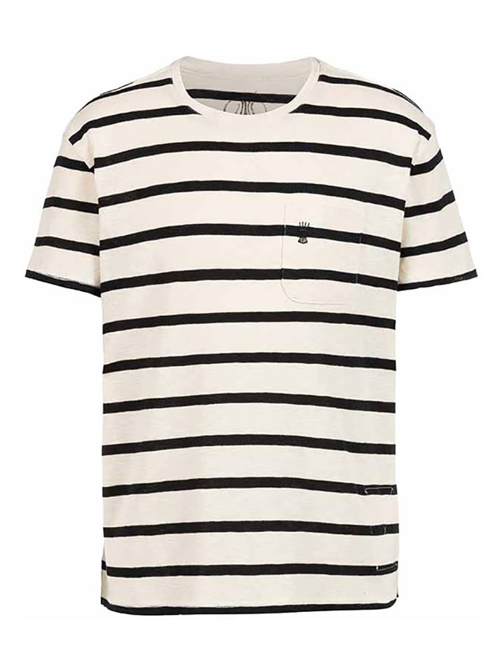 Herrlicher Shirt "Ronny" in Creme/ Schwarz - M