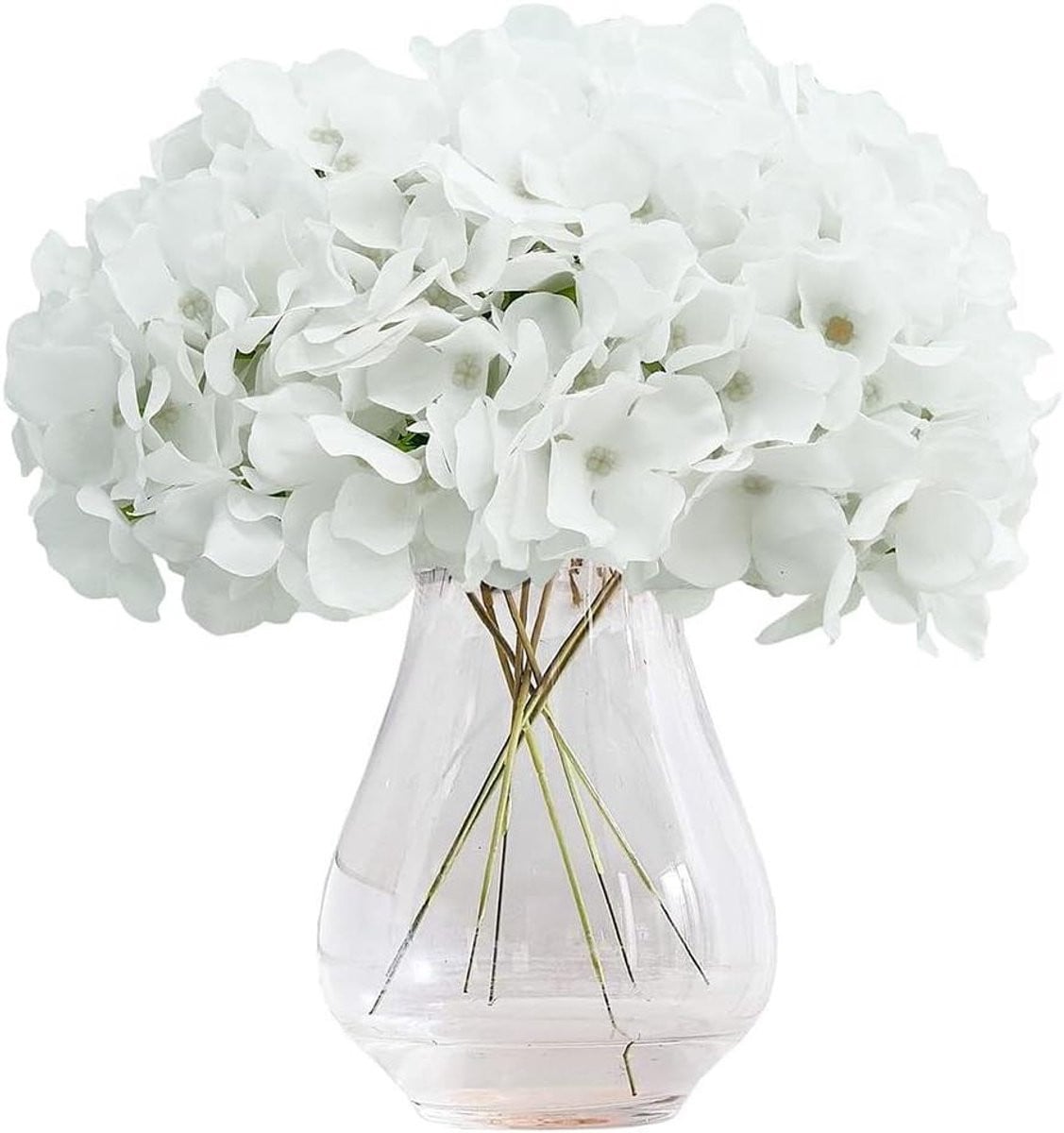 10 stuks Kunsthortensia zijden bloemen voor bruiloft decoratie - Wit