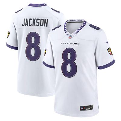 Footballtrikot NIKE "Nike Trikot Baltimore Ravens Nike Road Jersey Jackson 8", Herren, Gr. L, weiß (mehrfarbig), 100% Polyester, Trikots