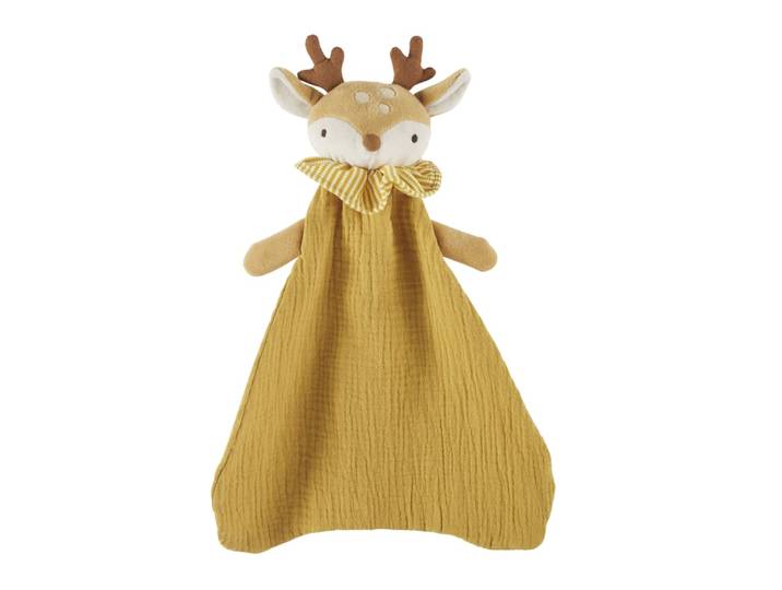 Baby-Schmusetuch Hirsch, gelb, beige und braun