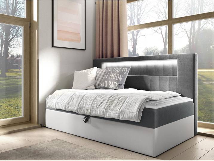 MIRJAN24 Boxspringbett Gold Junior 2 (mit Bettkasten und Beleuchtung), mit Bonellfederkern, Härtegrad - H3