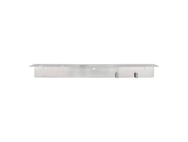 Meraki - Regal mit Flaschenhalterung und Hakenleiste, gebürstetes Silber-Finish