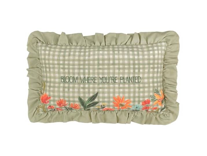 furn. Meadow Haze Geborduurd Ruche Polyester Gevuld Kussen - Groen - 30x50cm