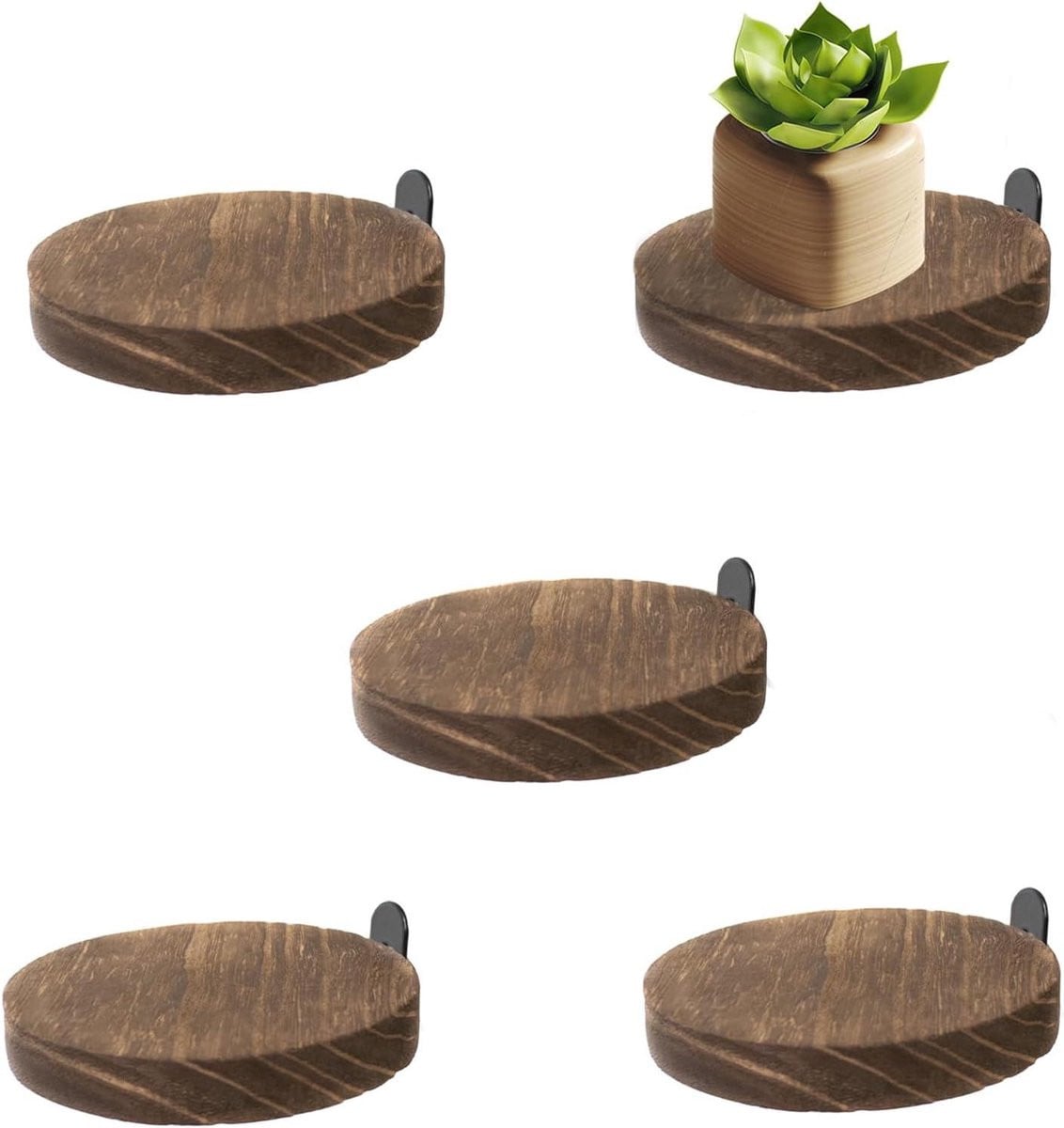 Bruine zwevende hoekwandplanken set voor in de keuken, badkamer of slaapkamer - 10 x 10 cm